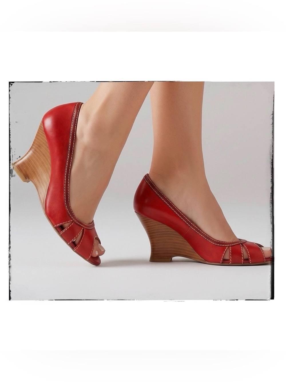 Kenneth Cole Reaction Peek-a-boo Red Pumps  Size 8 1/2